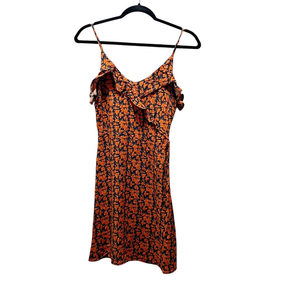 American Eagle Outfitters Orange Ruffle Sleeveless Summer Mini Dress Size XS